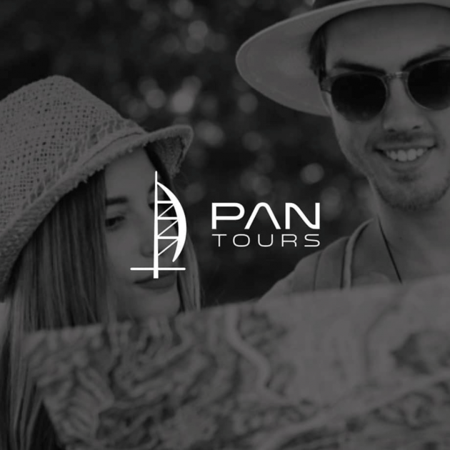 O conceito da logomarca PAN TOURS é composto pela combinação de dois elementos gráficos, a inicial de seu lettering “P” e o monumento Burj Al Arab, assim criando um ícone único e sofisticado para marca. para PAN TOURS
