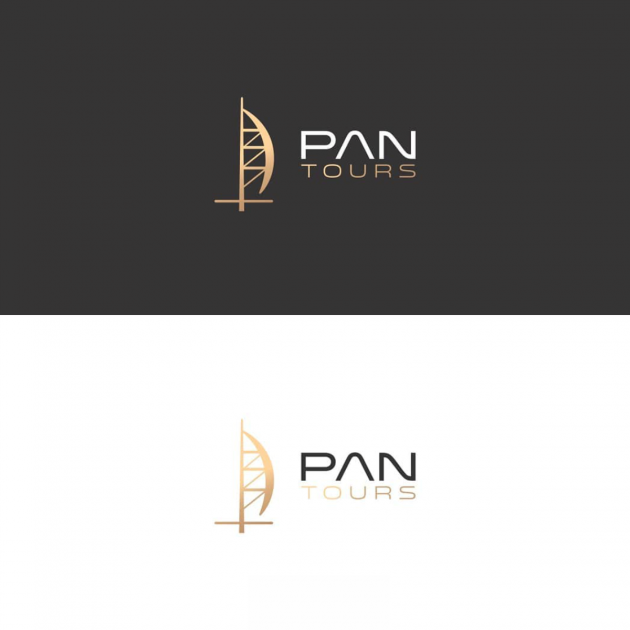 O conceito da logomarca PAN TOURS é composto pela combinação de dois elementos gráficos, a inicial de seu lettering “P” e o monumento Burj Al Arab, assim criando um ícone único e sofisticado para marca. para PAN TOURS